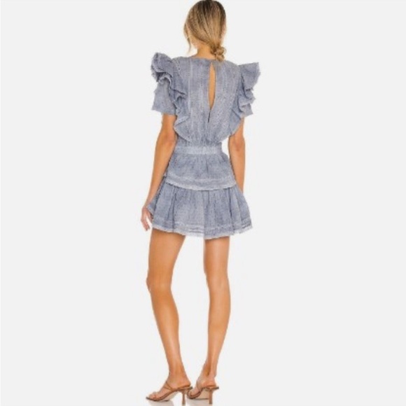 NWT LoveShackFancy Natasha Dress Washed Denim Hand Dye XS - Picture 2 of 14